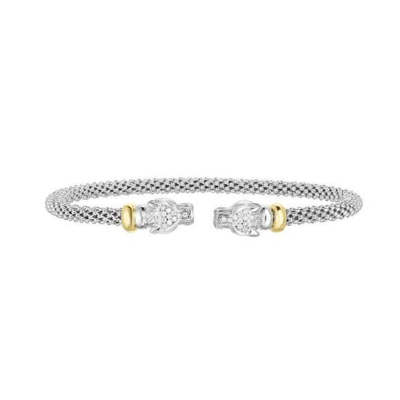 Phillip Gavriel SILVER & 18K GOLD DIAMOND PANTHER BRACELET - Picture 1 of 1